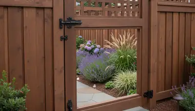 Custom gate and fence installation by Chop Chop Landscaping in Redding, CA showcasing expert craftsmanship