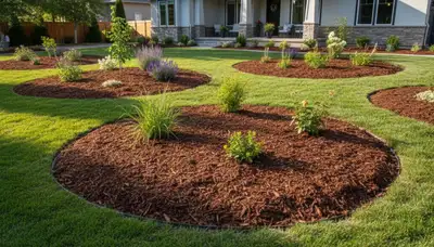 Fresh mulch installation with clean edging by Chop Chop Landscaping in Redding, CA