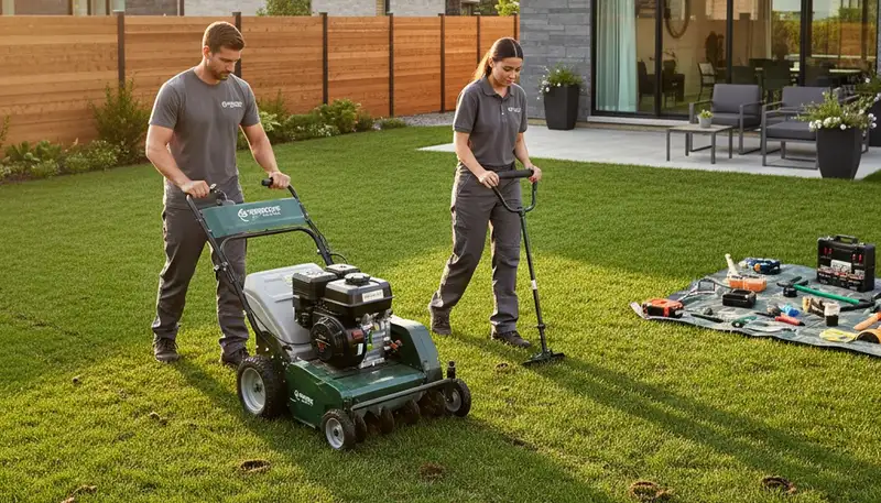 Lawn aeration service in Redding, CA for healthier grass and stronger root growth