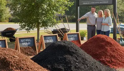 Brown, black, and red mulch variety display for Redding, CA landscaping by Chop Chop Landscaping