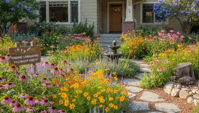 Native pollinator garden with bee-friendly flowers and native plants by landscapers in Redding, CA