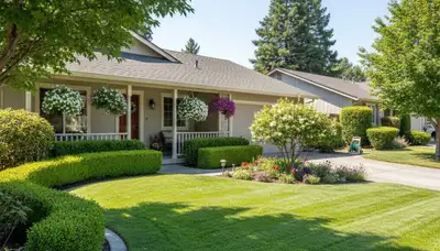 Well-maintained residential lawn in Redding, CA showing professional landscaping and expert lawn care results